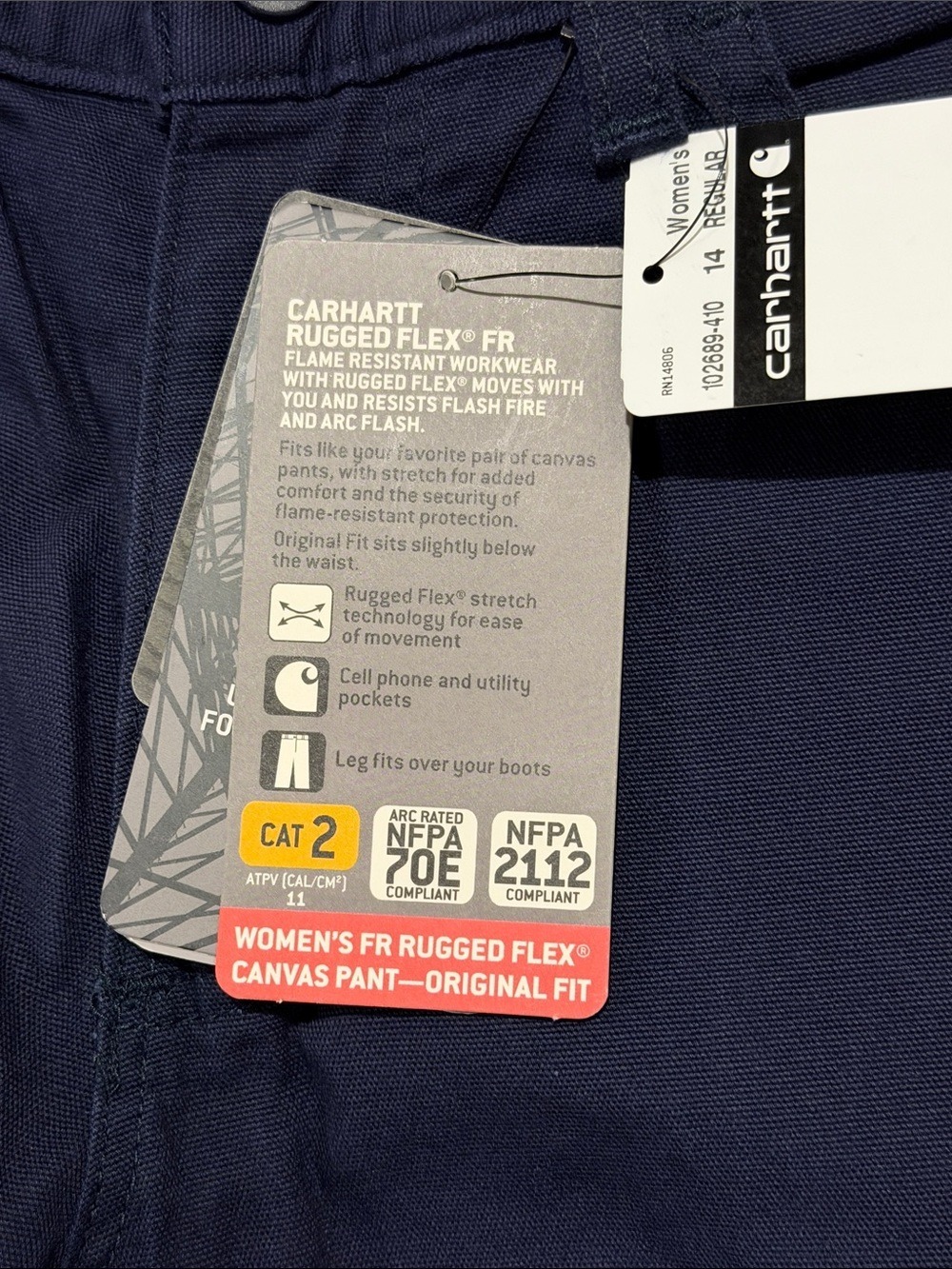 Carhartt 102689 Women Flame Resistant Rugged Flex Canvas Pant Size 14 NWT - Picture 8 of 9
